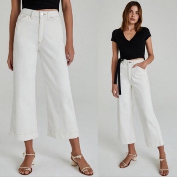 Ag Adriano Goldschmied Denim - AG Adriano Goldschmied Rosie Workwear Wide Leg Jeans White 
Size 32